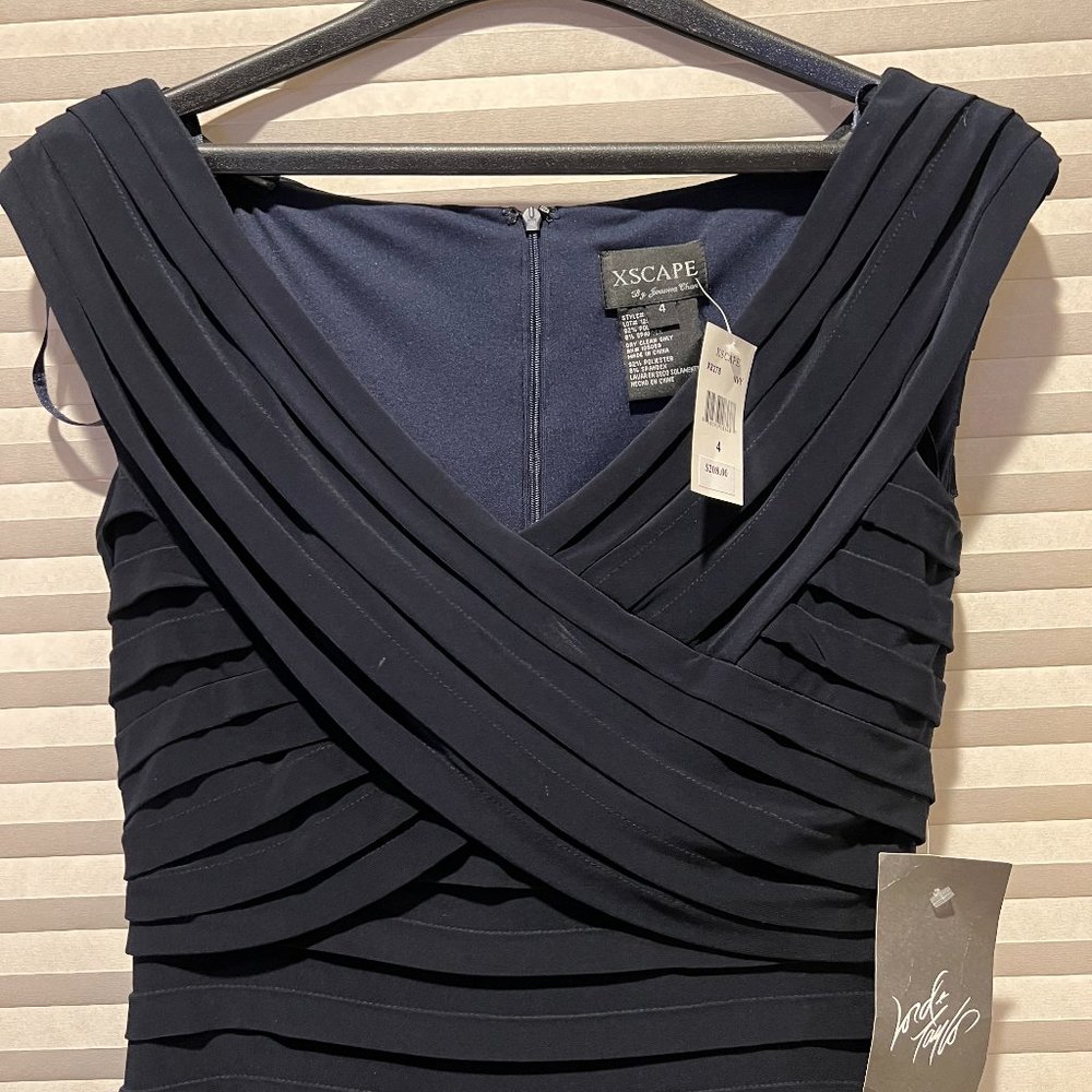 Navy Blue Xscape Gown Size 4 NWT
